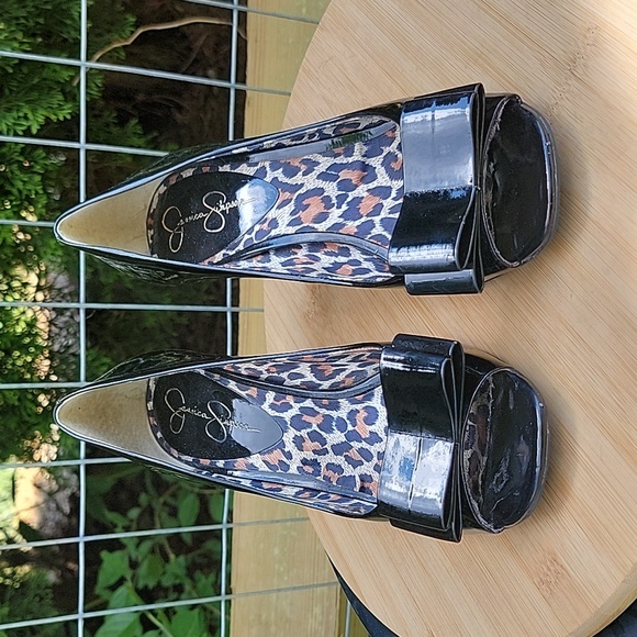 Jessica Simpson Womens Kendale Patent Leather Bow Peep Toe Heel Black Size 8.5 - Picture 8 of 13